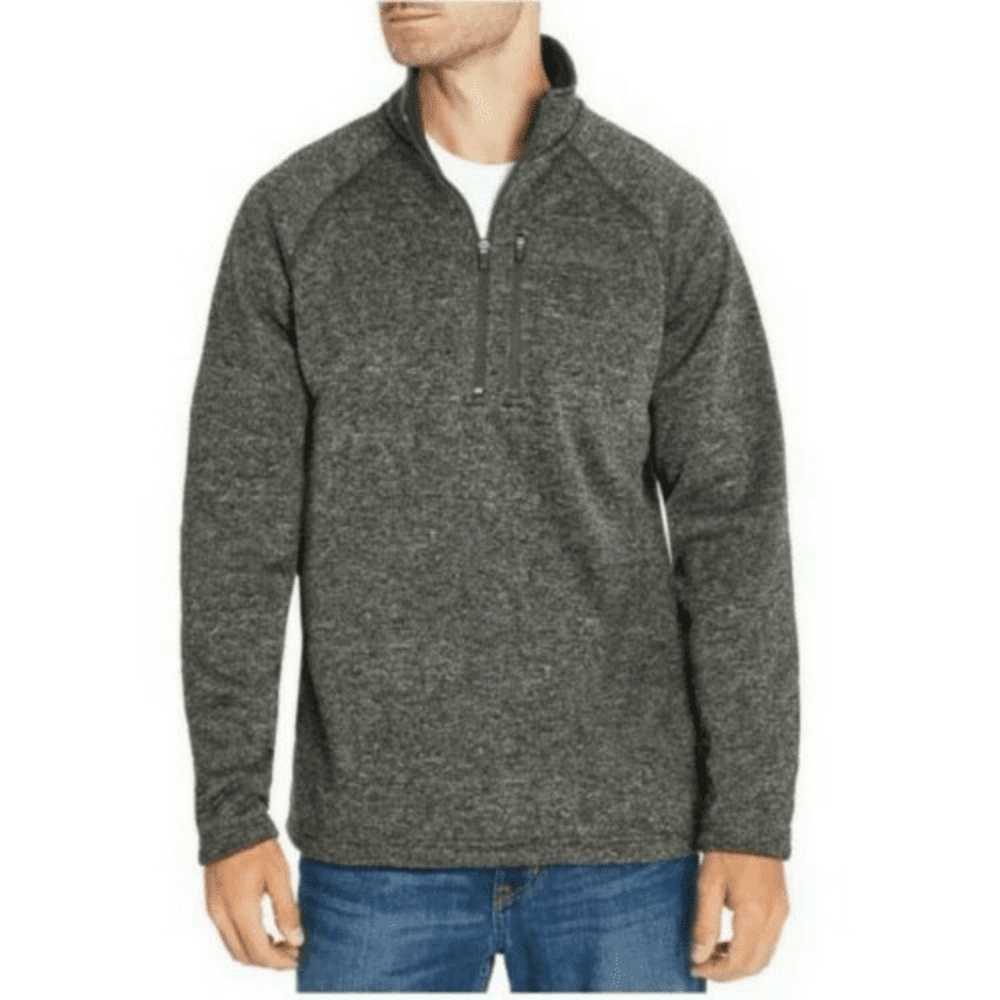 Eddie Bauer Men’s Radiator Gray Fleece lined Pullover Sweater, 1/4 Zip XXL